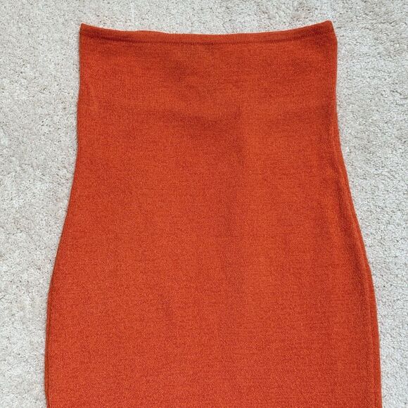 Runaway The Label Luna Halter Side Slit Marble Stone Detail Orange Maxi Dress XL - Picture 9 of 14